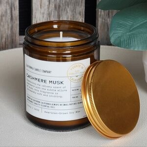 Cashmere Musk Candle - Leoben Company Brown Glass Jar Gold Lid